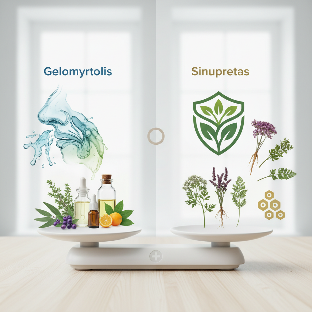 Gelomyrtolis ar Sinupretas: kuris vaistas efektyvesnis kovojant su sinusitu?