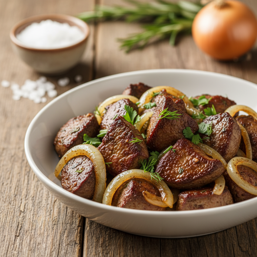 Kaip skaniai paruošti kiaulienos kepenėles su svogūnais: patarimai ir receptas