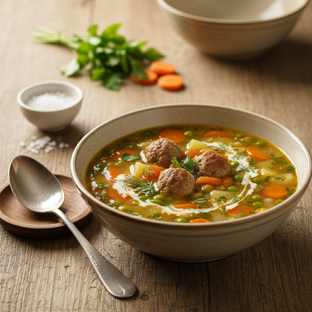 Lengvas ir skanus dienos patiekalas: daržovių sriuba su frikadelėmis, kurią paruošite greitai