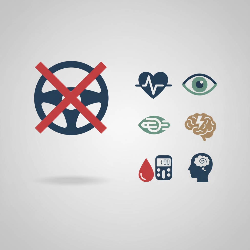 Kokiomis ligomis sergant draudžiama sėsti prie vairo?