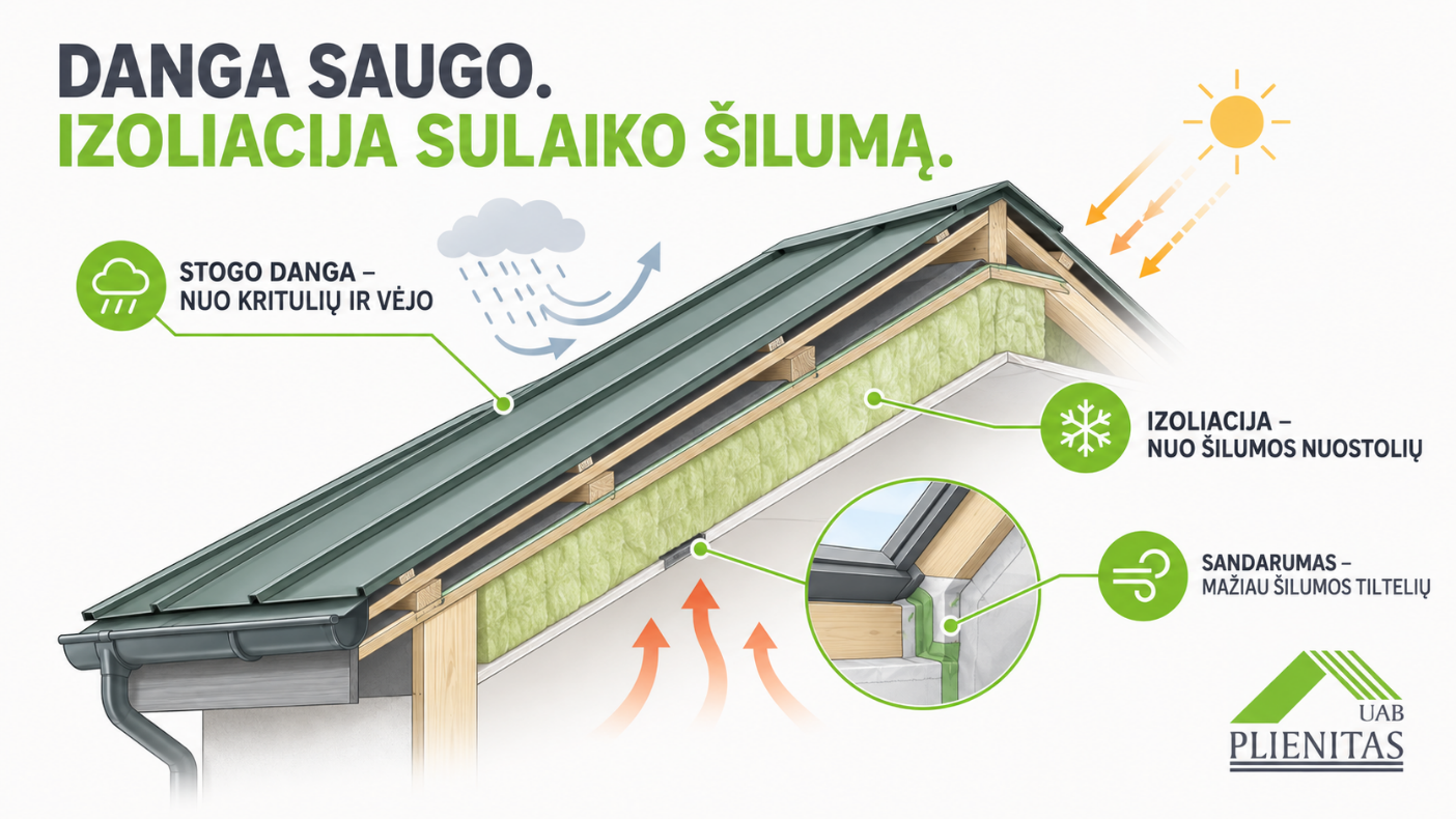 Šviesi trapecinė stogo danga